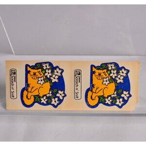 Trend Scratch Sniff Cat Flowers Mod 1980s Stickers Pair of 2